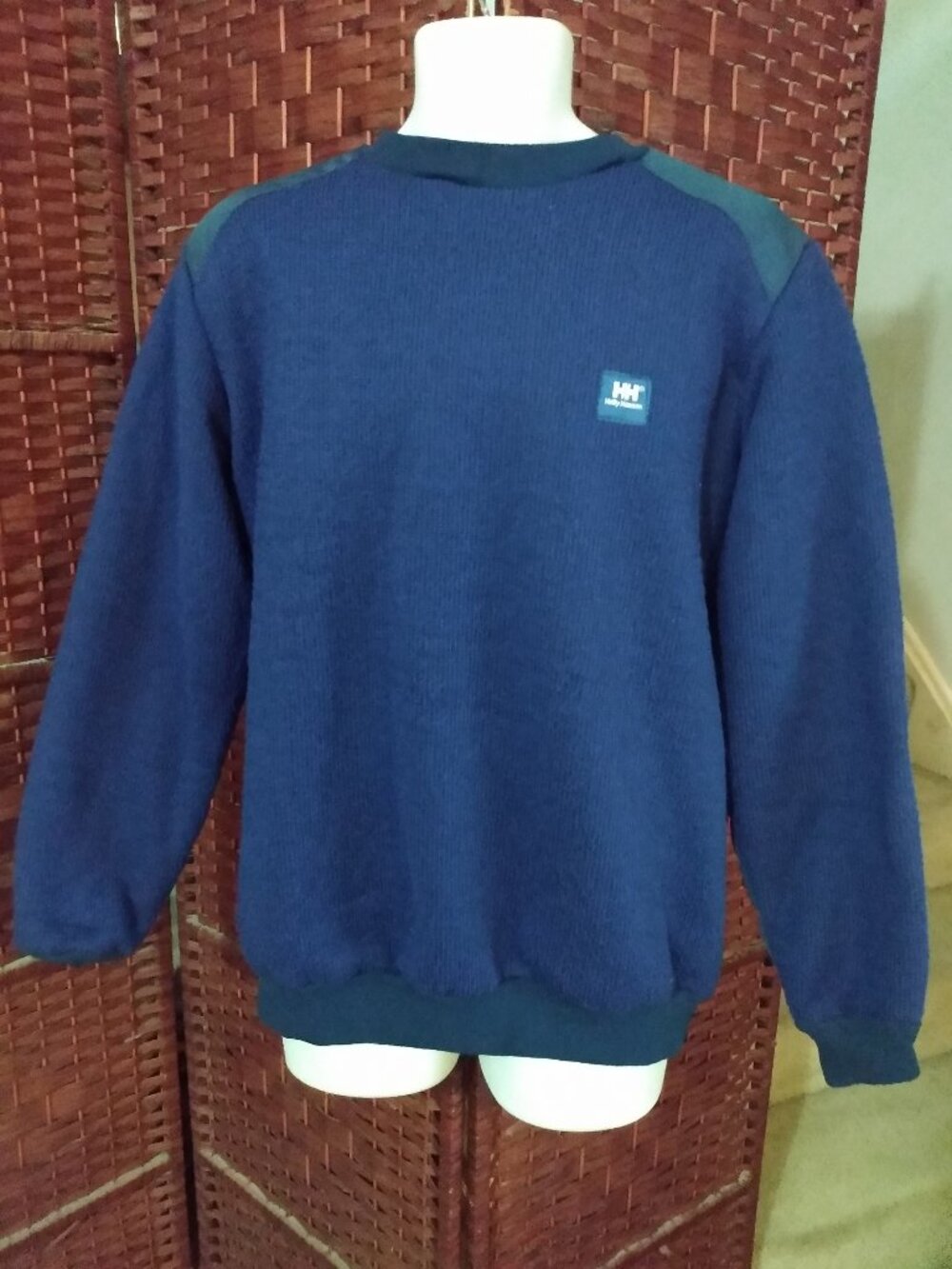 Vintage Helly Hansen Fleece Sweatshirt Ski Sweater Large Blue